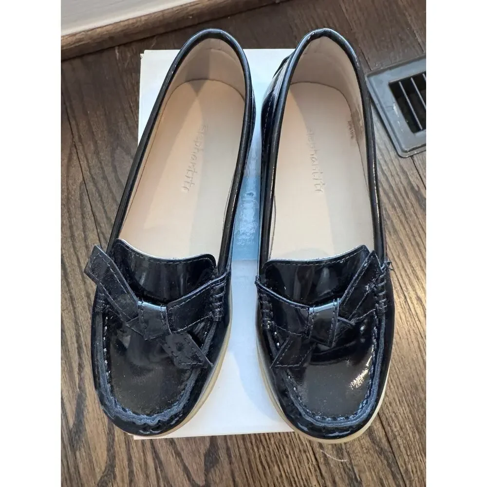 Elephantito Bow Moccasin Black Patent Leather Little Girls 11.5 NIB $80 MSRP